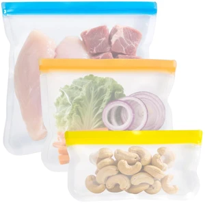 Reusable Food Storage Silicone Bags, Reusable Snack BagsLeakproof Freezer, BPA Free, 1 Gallon 1 Snack 1 Sandwich Bags, for Home Kitchen, Marinate Food TravelFridge Organization (3) Reusable Food Storage Silicone Bags, Reusable Snack BagsLeakproof Freezer, BPA Free, 1 Gallon 1 Snack 1 Sandwich Bags, for Home Kitchen, Marinate Food TravelFridge Organization (3)