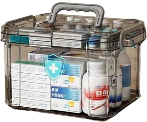 Clear Medicine Organizer Storage Box with Tray, Plastic First Aid Box Empty, Thickened Medicine Container Chest, Medicine Caddy Clear Medicine Organizer Storage Box with Tray, Plastic First Aid Box Empty, Thickened Medicine Container Chest, Medicine Caddy