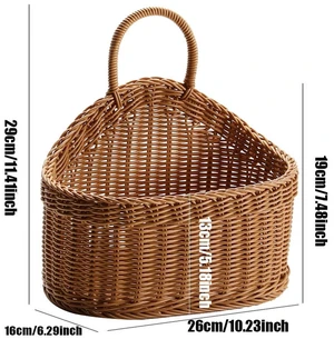 Wall Mounted Vegetable and Fruit Basket, Simulated Rattan Hanging Basket, Plastic Wall-mounted Hanging Basket, Home Decoration Wall Mounted Vegetable and Fruit Basket, Simulated Rattan Hanging Basket, Plastic Wall-mounted Hanging Basket, Home Decoration