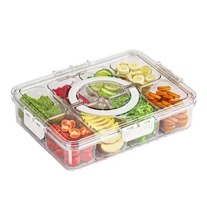 Divided Plate with Lid Food Storage Box Snack Box 8 Grid Snack Box Fruit Storage Box for Refrigerator Snack Vegetable Fruit Food Divided Plate with Lid Food Storage Box Snack Box 8 Grid Snack Box Fruit Storage Box for Refrigerator Snack Vegetable Fruit Food