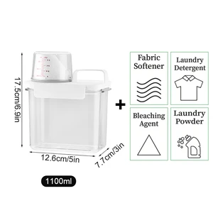 1100/1800/2300Ml Refillable Laundry Detergent Dispenser Empty Tank for Powder Softener Bleach Storage Container with Labels 1100/1800/2300Ml Refillable Laundry Detergent Dispenser Empty Tank for Powder Softener Bleach Storage Container with Labels