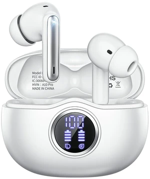Fhumsh Wireless Earbuds, Bluetooth 5.3 Headphones HiFi Stereo 50H Playback LED Digital Display Ear Buds with ENC Noise Canceling Headset, IPX7 Waterproof Earphones for Gym/Running/WorkWhite Fhumsh Wireless Earbuds, Bluetooth 5.3 Headphones HiFi Stereo 50H Playback LED Digital Display Ear Buds with ENC Noise Canceling Headset, IPX7 Waterproof Earphones for Gym/Running/WorkWhite
