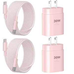 Phone 16 15 Charger Fast Charging,30W Type C Chargers USB C Charge Block with 2 Pack 10FT USB C Cable Nylon Braided for Phones 16/16 Plus/16 Pro/16 Pro Max/Phone 15/15 Pro Max/Pad Pro/AirPods,Pink Phone 16 15 Charger Fast Charging,30W Type C Chargers USB C Charge Block with 2 Pack 10FT USB C Cable Nylon Braided for Phones 16/16 Plus/16 Pro/16 Pro Max/Phone 15/15 Pro Max/Pad Pro/AirPods,Pink