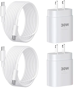 Phone 16 15 Charger Fast Charging,30W Type C Chargers USB C Charge Block with 2 Pack 10FT USB C Cable Nylon Braided for Phones 16/16 Plus/16 Pro/16 Pro Max/Phone 15/15 Pro Max/Pad Pro/AirPods,White Phone 16 15 Charger Fast Charging,30W Type C Chargers USB C Charge Block with 2 Pack 10FT USB C Cable Nylon Braided for Phones 16/16 Plus/16 Pro/16 Pro Max/Phone 15/15 Pro Max/Pad Pro/AirPods,White