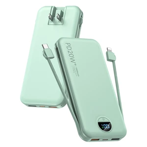 citicr Portable Charger 10000mAh PD20W w/Built-in Cables & Wall Plug Green | Fast charging, Built-in wall plug, LED display, Charge 5 devices at once, Pass through charging, TSA approved, Pocket size citicr Portable Charger 10000mAh PD20W w/Built-in Cables & Wall Plug Green | Fast charging, Built-in wall plug, LED display, Charge 5 devices at once, Pass through charging, TSA approved, Pocket size
