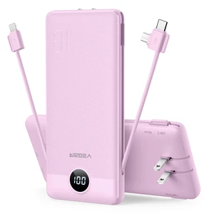 Portable Charger for iPhone, Power Bank Built in Cables and Wall Plug | 10000mAh,Ultra Slim&Compact,5 Outputs,LED Display,Power Bank for iPhone,Samsung,Travel Essentials for Camping Cruise Business Portable Charger for iPhone, Power Bank Built in Cables and Wall Plug | 10000mAh,Ultra Slim&Compact,5 Outputs,LED Display,Power Bank for iPhone,Samsung,Travel Essentials for Camping Cruise Business