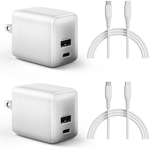 wegear USB C Fast Charging Charger, 30W Dual-Port GaN Nano Charger with Foldable Plug for iPhone 17/16/15 Series, iPad, Galaxy S26 Ultra and More Series, (White, 2 Pack & 2 Cable) wegear USB C Fast Charging Charger, 30W Dual-Port GaN Nano Charger with Foldable Plug for iPhone 17/16/15 Series, iPad, Galaxy S26 Ultra and More Series, (White, 2 Pack & 2 Cable)