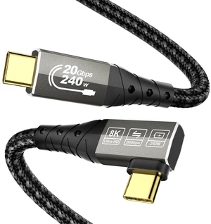 ZIKNYDO USB-C Data Cable 6.6FT, Right Angle, 20Gbps, 8K@30Hz 4K@144Hz, 240W | USB C to USB C 3.2 Gen2x2 Cable, Supports Data Transfer, Fast Charging & Video Output for Monitor, Thunderbolt 4, iPad ZIKNYDO USB-C Data Cable 6.6FT, Right Angle, 20Gbps, 8K@30Hz 4K@144Hz, 240W | USB C to USB C 3.2 Gen2x2 Cable, Supports Data Transfer, Fast Charging & Video Output for Monitor, Thunderbolt 4, iPad