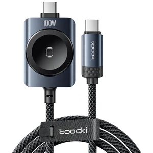 toocki 2-in-1 100W USB C to USB C Cable with Charger for Apple Watch | Simultaneous Phone and Watch Charging, 2.5W Magnetic Module, 480Mbps Data Transfer, 4FT Nylon Braided, E-Marker Chip, Black toocki 2-in-1 100W USB C to USB C Cable with Charger for Apple Watch | Simultaneous Phone and Watch Charging, 2.5W Magnetic Module, 480Mbps Data Transfer, 4FT Nylon Braided, E-Marker Chip, Black