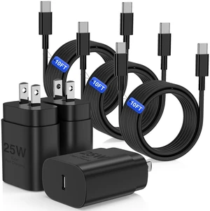 for Samsung Galaxy Super Fast Charging Cord 10FT, 25W Type C Phone Charger | Android Charger Block 3Pack& 10ft USBC Cable for Samsung Galaxy S26 S25 S24 S23 S22 S21 S20 S10 S9 S8 Plus/Ultra/FE Note20 for Samsung Galaxy Super Fast Charging Cord 10FT, 25W Type C Phone Charger | Android Charger Block 3Pack& 10ft USBC Cable for Samsung Galaxy S26 S25 S24 S23 S22 S21 S20 S10 S9 S8 Plus/Ultra/FE Note20