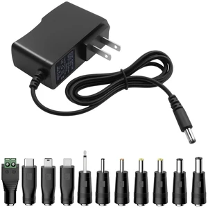 5V 1A Universal DC Charger Adapter, 5.5x2.1mm with 11 Connectors, 5FT | Includes Micro-USB, Type-C, Mini USB, 2.5x0.7, 3.0x1.1, 3.5x1.35, 4.0x1.7, 4.8x1.7, 5.5x2.5 and 2.5mm tips. 5V 1A Universal DC Charger Adapter, 5.5x2.1mm with 11 Connectors, 5FT | Includes Micro-USB, Type-C, Mini USB, 2.5x0.7, 3.0x1.1, 3.5x1.35, 4.0x1.7, 4.8x1.7, 5.5x2.5 and 2.5mm tips.