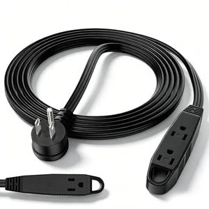 3-Outlet Flat Extension Cord 7 FT, 3 Prong Angled Plug, Power Strip | 16 Gauge, Multiple Outlets, 3 Prong Outlet Extender, Grounded, 13A/125V/1625W, Indoor, SPT-3, ETL Listed, Black, Space-Saving 3-Outlet Flat Extension Cord 7 FT, 3 Prong Angled Plug, Power Strip | 16 Gauge, Multiple Outlets, 3 Prong Outlet Extender, Grounded, 13A/125V/1625W, Indoor, SPT-3, ETL Listed, Black, Space-Saving