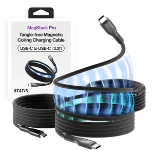 Statik MagStack Pro USB C to USB C Coiling Magnetic Charging Cable,100W | Nylon Braided Tangle-Free Design, Magnetic Coiling, Data Transfer, Compatible with iPhone & Android, 3FT Black, 3 Pack Statik MagStack Pro USB C to USB C Coiling Magnetic Charging Cable,100W | Nylon Braided Tangle-Free Design, Magnetic Coiling, Data Transfer, Compatible with iPhone & Android, 3FT Black, 3 Pack
