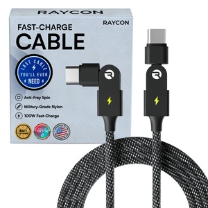 Raycon Magic Spin Cable - USB C to USB C Cable 100W Fast Charging, Type C Charger Fast Charging Cord for iPhone 17/16/15, Samsung, Android, Tangle-Free, Braided Nylon USBC to USBC Cable (Black, 10ft) Raycon Magic Spin Cable - USB C to USB C Cable 100W Fast Charging, Type C Charger Fast Charging Cord for iPhone 17/16/15, Samsung, Android, Tangle-Free, Braided Nylon USBC to USBC Cable (Black, 10ft)