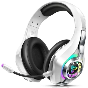 2.4GHz Wireless Gaming Headset for PS5/PS4/PC/Switch, 45H RGB Lights, White | Xbox One Gaming Headphones with ENC Mic, 7.1 Surround Sound, 40mm Drivers, <20ms Low Latency, 276g Lightweight 2.4GHz Wireless Gaming Headset for PS5/PS4/PC/Switch, 45H RGB Lights, White | Xbox One Gaming Headphones with ENC Mic, 7.1 Surround Sound, 40mm Drivers, <20ms Low Latency, 276g Lightweight