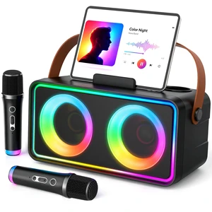 Karaoke Machine, Portable Bluetooth Speaker with 2 Wireless Microphones | 16W Stereo Sound, Bluetooth 5.3, 10H Playtime, 5 Voice, LED Lights, AUX/USB/TF, Home Party Outdoor Camping Adults Kids Gifts Karaoke Machine, Portable Bluetooth Speaker with 2 Wireless Microphones | 16W Stereo Sound, Bluetooth 5.3, 10H Playtime, 5 Voice, LED Lights, AUX/USB/TF, Home Party Outdoor Camping Adults Kids Gifts