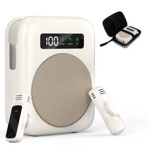 Voice Amplifier with Bluetooth lavalier Microphone, Teacher Bluetooth Amplifier, Portable Voice Amplifier, Clip on Microphone System Bluetooth Speaker (Beige) Voice Amplifier with Bluetooth lavalier Microphone, Teacher Bluetooth Amplifier, Portable Voice Amplifier, Clip on Microphone System Bluetooth Speaker (Beige)
