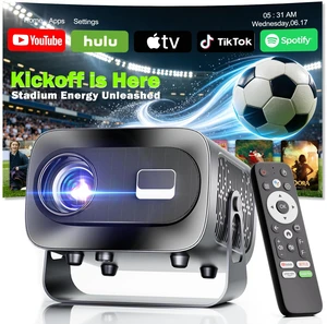 Projector with WiFi and Bluetooth, Electric Focus & Vertical Keystone, 1080P HD 4K Support, Smart Projector with Built-in Streaming Apps, Portable Projector for Outdoor & Home Movie Projector with WiFi and Bluetooth, Electric Focus & Vertical Keystone, 1080P HD 4K Support, Smart Projector with Built-in Streaming Apps, Portable Projector for Outdoor & Home Movie