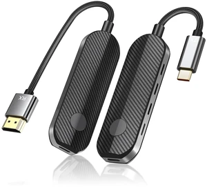 Wireless HDMI Transmitter and Receiver Kit 165ft 5G/2.4G Wireless HDMI Extender, USB-C to HDMI 1080P@60Hz 4K Decode, Plug & Play No WiFi Needed for Laptop, MacBook, iPad to Projector, TV Wireless HDMI Transmitter and Receiver Kit 165ft 5G/2.4G Wireless HDMI Extender, USB-C to HDMI 1080P@60Hz 4K Decode, Plug & Play No WiFi Needed for Laptop, MacBook, iPad to Projector, TV