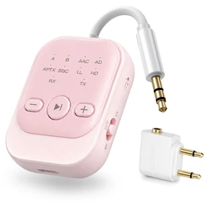 Bluetooth Transmitter Receiver, Airplane Bluetooth Adapter for TV | Bluetooth 5.3 Airplane Travel Essentials 2-in-1 Wireless Bluetooth Adapter Dual Link for Headphones Low Latency with Mic Bluetooth Transmitter Receiver, Airplane Bluetooth Adapter for TV | Bluetooth 5.3 Airplane Travel Essentials 2-in-1 Wireless Bluetooth Adapter Dual Link for Headphones Low Latency with Mic