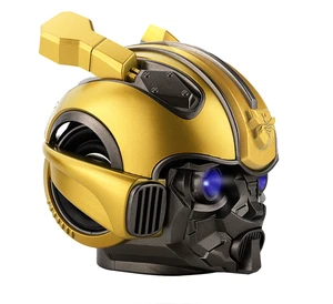 TECHOBOOM Bumblebee Helmet Portable Wireless Bluetooth Dual Built-in Speaker with Blue Eyes Effect Classic Style TECHOBOOM Bumblebee Helmet Portable Wireless Bluetooth Dual Built-in Speaker with Blue Eyes Effect Classic Style