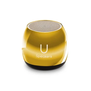 Fashionit U Micro, Mini Bluetooth Speaker with Mic, Portable, Mirror Gold | coin sized, mirror aluminum shell, built in mic, selfie remote, tws pairing, pebble speaker, nightstand use Fashionit U Micro, Mini Bluetooth Speaker with Mic, Portable, Mirror Gold | coin sized, mirror aluminum shell, built in mic, selfie remote, tws pairing, pebble speaker, nightstand use