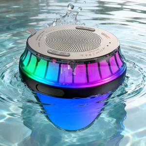WNWT Floating Speaker for Pool, IPX7 Waterproof Floating Hot Tub Speaker with Colorful Lights, 15W Stereo Loud Sound, TWS, Portable, Wireless Must Have Gifts for Shower, Spa, Beach WNWT Floating Speaker for Pool, IPX7 Waterproof Floating Hot Tub Speaker with Colorful Lights, 15W Stereo Loud Sound, TWS, Portable, Wireless Must Have Gifts for Shower, Spa, Beach