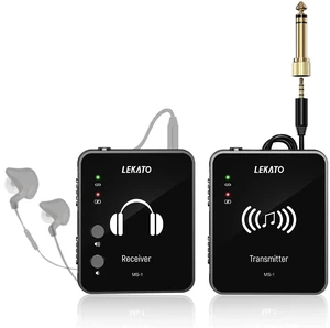 LEKATO Wireless in Ear Monitor System 2.4GHz, Stereo in-Ear Monitoring with Transmitter Receiver Clip-On, One to Many, Auto-Pairing, Wireless IEM for Band Rehearsal,Studio, Church,Small Gigs(MS-1) LEKATO Wireless in Ear Monitor System 2.4GHz, Stereo in-Ear Monitoring with Transmitter Receiver Clip-On, One to Many, Auto-Pairing, Wireless IEM for Band Rehearsal,Studio, Church,Small Gigs(MS-1)