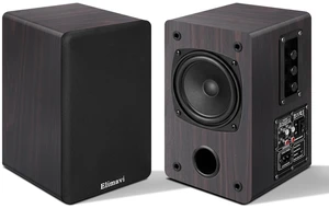Elimavi Powered Bookshelf Speakers for Record Players, RCA Input, Walnut | Vinyl Speaker with 4" Drivers, 30W RMS Built-in Class D Amp, Includes RCA and 3.5mm Audio Cables, Plug-and-Play, Wood Cabinet Elimavi Powered Bookshelf Speakers for Record Players, RCA Input, Walnut | Vinyl Speaker with 4" Drivers, 30W RMS Built-in Class D Amp, Includes RCA and 3.5mm Audio Cables, Plug-and-Play, Wood Cabinet