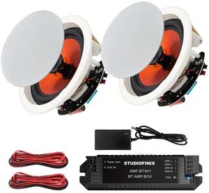 STUDIOFINIX 4-Inch Bluetooth Ceiling Speaker Complete System with A 2-Channel Amplifier, 240W Max Power Output Pair - Perfect for Clear Sound in Living Room, Office, Kitchen, Basement & Covered Patio STUDIOFINIX 4-Inch Bluetooth Ceiling Speaker Complete System with A 2-Channel Amplifier, 240W Max Power Output Pair - Perfect for Clear Sound in Living Room, Office, Kitchen, Basement & Covered Patio