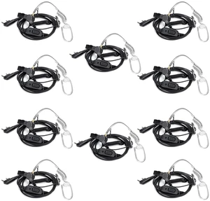 Retevis Surveillance Radio Earpiece, Coiled Cord, for H777/RT22/RT68/RT21 | Compatible with Pxton, Baofeng, Kenwood Walkie Talkie, Church Security, Police, Walkie Talkie Earpiece with Mic(10 Pack)