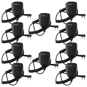 Retevis Walkie Talkie Shoulder Microphone,Kevlar Cable,10 Pack | for Retevis RT68/RT21/H777/RT22/RT86, Kevlar Cable, Large PPT, Swivel Clips, for Security, Manufacturing, Warehousing