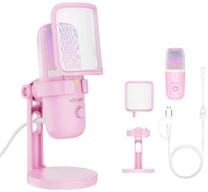 Ko-Star USB Gaming Mic, Dual Pattern RGB Condenser Microphone for PC/PS5 | Pink, Plug & Play, Tap to Mute, RGB, Pop Filter, Shock Mount, Monitoring, Gain Control, for PC/PS5 Discord Twitch YouTube Ko-Star USB Gaming Mic, Dual Pattern RGB Condenser Microphone for PC/PS5 | Pink, Plug & Play, Tap to Mute, RGB, Pop Filter, Shock Mount, Monitoring, Gain Control, for PC/PS5 Discord Twitch YouTube