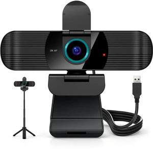 Pro QHD 2K/60fps Webcam with Tripod, External USB Camera for PC/Laptop | Dual noise-cancelling mics | Auto-focus | Wide-angle | Low-light correction | 360° rotation | CMOS sensor | Plug and Play Pro QHD 2K/60fps Webcam with Tripod, External USB Camera for PC/Laptop | Dual noise-cancelling mics | Auto-focus | Wide-angle | Low-light correction | 360° rotation | CMOS sensor | Plug and Play