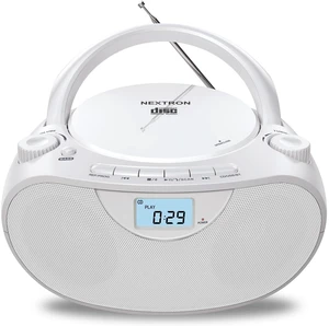 Nextron Portable CD Player Boombox with Bluetooth, AM/FM Radio & USB | CD-R/RW, MP3-CD & USB Playback, Stereo Sound, Bass Boost, AUX Input, Headphone Jack, LCD Display, AC/Battery Powered - White Nextron Portable CD Player Boombox with Bluetooth, AM/FM Radio & USB | CD-R/RW, MP3-CD & USB Playback, Stereo Sound, Bass Boost, AUX Input, Headphone Jack, LCD Display, AC/Battery Powered - White