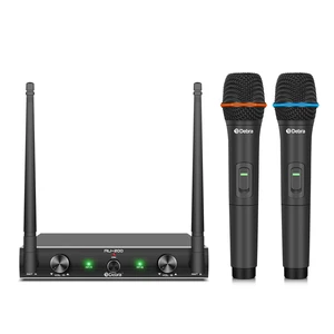 D Debra Audio AU200 Pro UHF 2 Channel Wireless Microphone System with Cordless Handheld Lavalier Headset Mics, Metal Receiver, for Karaoke Church Party (2 Handheld) D Debra Audio AU200 Pro UHF 2 Channel Wireless Microphone System with Cordless Handheld Lavalier Headset Mics, Metal Receiver, for Karaoke Church Party (2 Handheld)