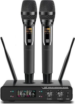 Professional Wireless Microphone, Dual VHF Microphone System-W300U | SNR 110dB, 18dBm Transmission, 164ft Long Range, Plug & Play, Cordless Dynamic Microphonesfor Singing, Karaoke, Church, DJ Professional Wireless Microphone, Dual VHF Microphone System-W300U | SNR 110dB, 18dBm Transmission, 164ft Long Range, Plug & Play, Cordless Dynamic Microphonesfor Singing, Karaoke, Church, DJ
