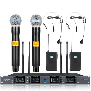 Wireless Microphone System,UHF Handheld Mic Set with Headset/Lapel Mics | Lavalier Mic with Bodypack Transmitter, Receiver, 328Ft Range, 4x60 Channels, Cordless Microphone for Singing Church Karaoke Wireless Microphone System,UHF Handheld Mic Set with Headset/Lapel Mics | Lavalier Mic with Bodypack Transmitter, Receiver, 328Ft Range, 4x60 Channels, Cordless Microphone for Singing Church Karaoke
