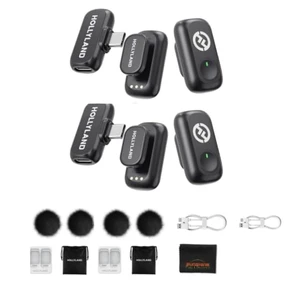 Hollyland Lark A1 Mini Duo Wireless Lavalier Microphone Double Pack for USB-C Smartphones, 4 Transmitters, 2 USB-C Receivers, Noise Cancellation, 48kHz/24-Bit Audio Hollyland Lark A1 Mini Duo Wireless Lavalier Microphone Double Pack for USB-C Smartphones, 4 Transmitters, 2 USB-C Receivers, Noise Cancellation, 48kHz/24-Bit Audio