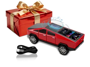 Mesayra Pickup Truck Bluetooth Speaker, Mini Portable Car Sound System with FM Radio, USB Playback, Hands-Free Call, LED Display, Ideal Gift for Men, Dad on Valentine's Day, Birthday (Red)