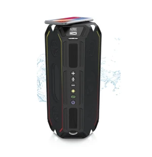 Altec Lansing HydraShock Bluetooth Speaker USB Type-C Rechargeable Portable Speaker Wireless Charger for Phone, Stereo Speaker w/LED Lights for Pool Beach Hiking Camping, 20 Hour Playtime (Black) Altec Lansing HydraShock Bluetooth Speaker USB Type-C Rechargeable Portable Speaker Wireless Charger for Phone, Stereo Speaker w/LED Lights for Pool Beach Hiking Camping, 20 Hour Playtime (Black)