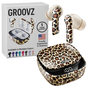 Groovz Plus True Wireless Earbuds with Wireless Charging Case - Designed in the USA - IPX4 Water Resistant Bluetooth Earbuds Compatible with Apple & Android - 46Hr Battery - Dual Microphone - Leopard Groovz Plus True Wireless Earbuds with Wireless Charging Case - Designed in the USA - IPX4 Water Resistant Bluetooth Earbuds Compatible with Apple & Android - 46Hr Battery - Dual Microphone - Leopard