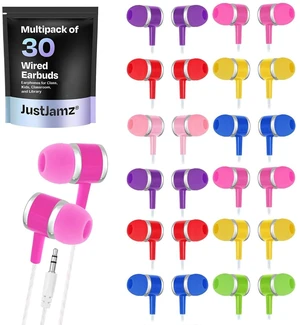 JustJamz Marbles Bulk Earbuds for Classroom (30 Pack) Multi-Colored Wired Earbuds Bulk with 3.5mm Audio Jack & Soft Silicone Tips Student Earbuds Class Set for School, Chromebooks, and Testing JustJamz Marbles Bulk Earbuds for Classroom (30 Pack) Multi-Colored Wired Earbuds Bulk with 3.5mm Audio Jack & Soft Silicone Tips Student Earbuds Class Set for School, Chromebooks, and Testing