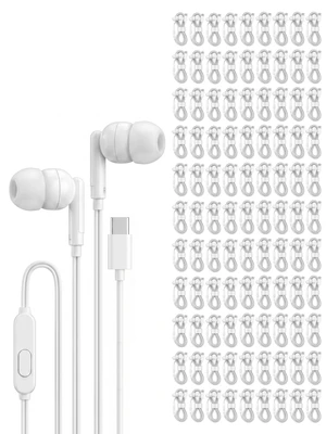 Pearl 100 Pack USB C Headphones Wired Earbuds Bulk for iPhone 17 16 15 Pro Max Plus, Galaxy, Chromebook, iPad, Type C Wired Headphones No Microphone for Schools Classroom Donation Events, White Pearl 100 Pack USB C Headphones Wired Earbuds Bulk for iPhone 17 16 15 Pro Max Plus, Galaxy, Chromebook, iPad, Type C Wired Headphones No Microphone for Schools Classroom Donation Events, White
