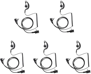 HEOPBIRD G-Shape Earpiece Compatible with Vertex Standard VX-261 5-Pack | 3.5mm threaded earpieces with PTT mic compatible with Vertex VX-231 VX-351 EVX-531 radios