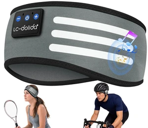 Open Ear Headphones Sports Headband with Hi-Res Audio for Women | Silver Fiber Sweatbands Earphones Bluetooth Headband Headphones with Reflective Strips for Workout Running Yoga Cycling(Grey) Open Ear Headphones Sports Headband with Hi-Res Audio for Women | Silver Fiber Sweatbands Earphones Bluetooth Headband Headphones with Reflective Strips for Workout Running Yoga Cycling(Grey)