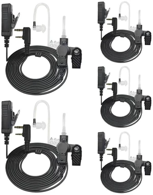 JoyRole 5Pack Covert Air Tube 2 Pin Walkie Talkie Earpiece with Mic PTT | Two Way Radio Earpiece for Pxton PX-888S Baofeng UV-5R BF888S Retevis H777 RT21 Kenwood JoyRole 5Pack Covert Air Tube 2 Pin Walkie Talkie Earpiece with Mic PTT | Two Way Radio Earpiece for Pxton PX-888S Baofeng UV-5R BF888S Retevis H777 RT21 Kenwood