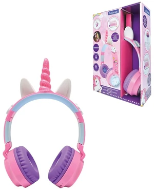 LEXiBOOK, Unicorn Bluetooth Headphones, HPBT015UNI | 2-in-1 Bluetooth & Wired, 3D unicorn design, Light-up, Volume limited, Pink LEXiBOOK, Unicorn Bluetooth Headphones, HPBT015UNI | 2-in-1 Bluetooth & Wired, 3D unicorn design, Light-up, Volume limited, Pink