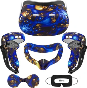 VR Accessories Compatible with Oculus Quest 2, Silicone Face Cover/Controller Grip Cover/VR Shell Cover/Lens Cover/10PCS Disposable Eye Cover are Included in VR Headset Accessories Set,(BlueFire) VR Accessories Compatible with Oculus Quest 2, Silicone Face Cover/Controller Grip Cover/VR Shell Cover/Lens Cover/10PCS Disposable Eye Cover are Included in VR Headset Accessories Set,(BlueFire)