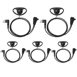 5 Pack CLS1110 D Shape Earpiece Headset Mic with Ptt for Motorola CP200d | 2 Pin Walkie Talkie Surveillance Earpiece for CP200 CLS1410 CP185 RDM2070d PR400